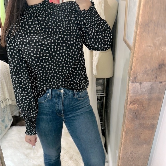 Sanctuary Black and White Ruffled Blouse with Mandarin Collar size small - Picture 1 of 5